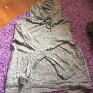 Gray hooded lightweight sweater